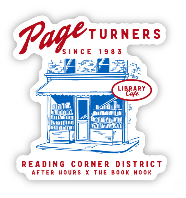 Page Turners Library Cafe Sticker – Wander Through Books