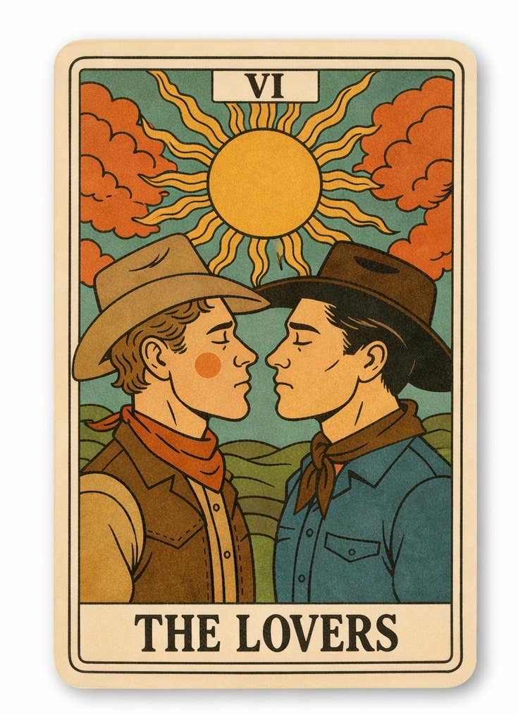 The Lovers Tarot Sticker- Cowboy Edition